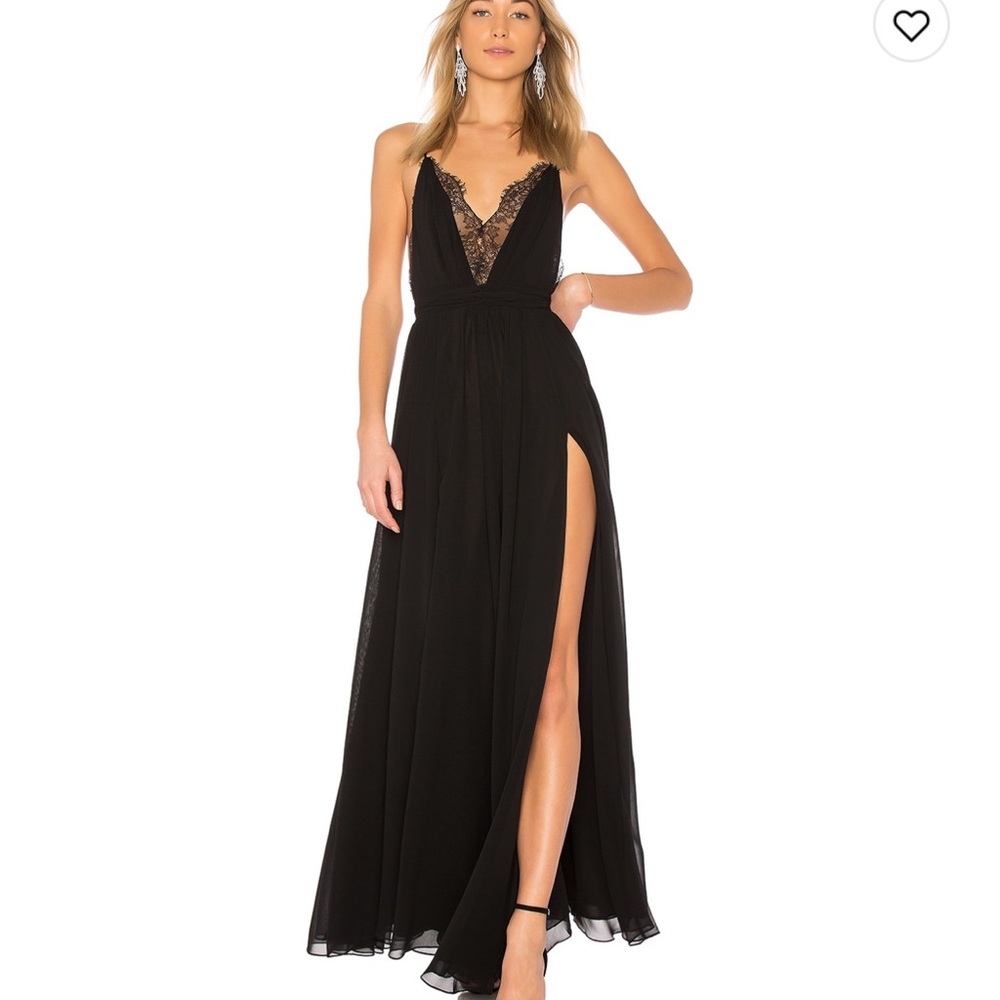 Michael Costello x Revolve black long dress. Size small, new with tags